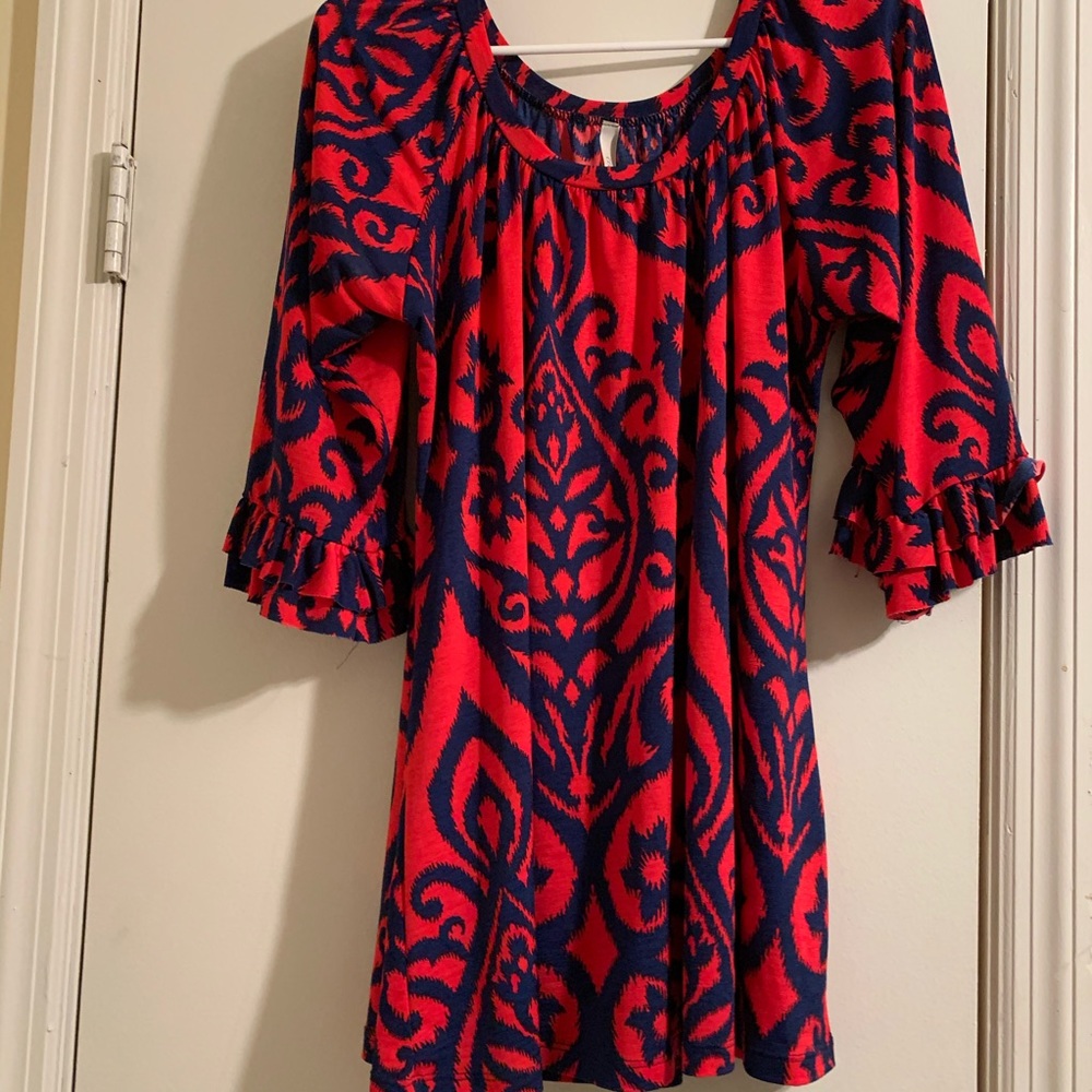 Navy & red blouse